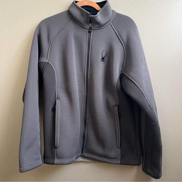Spyder Men’s Full Zip gray ribbed jacket Size M - Picture 1 of 4